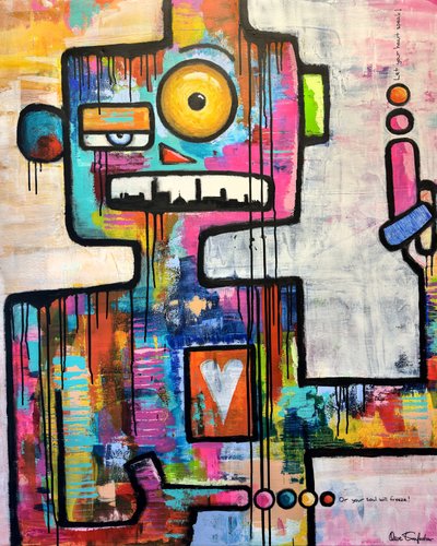 Colorful Street Art Robot by Owe Emfestav