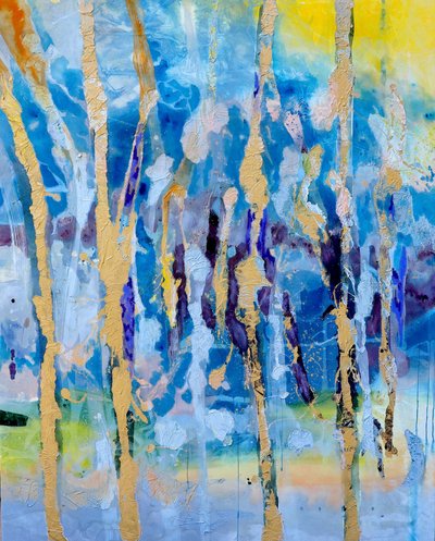 Vibrant Gold Abstract by POOVI ART