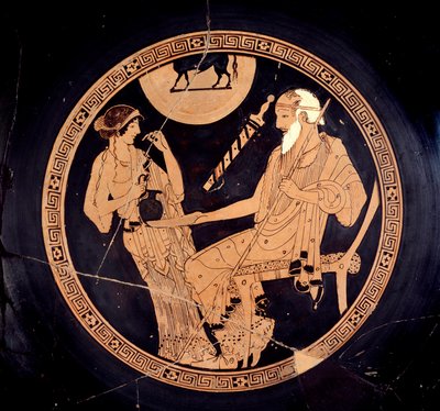 Ilioupersis Cup: Cup with Red Figures Representing Briseis and Old Phenix by Painter Brygos