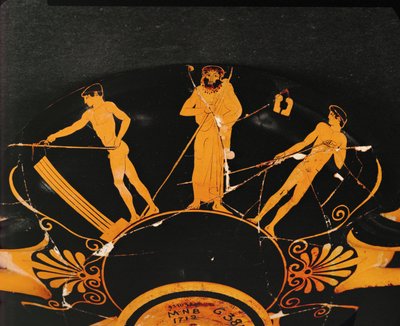 Athletes and their coach prepare for the javelin throw by Painter of London