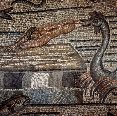 Scene from the life of Jonas represents rejected by fish on a beach (detail) by Paleo Christian