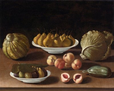 Still Life with Pears, Peaches, Figs, a Melon, Cabbage and Marrow by Paolo Antonio Barbieri