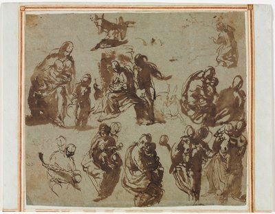 Various Sketches of the Madonna and Child (recto) by Paolo Veronese