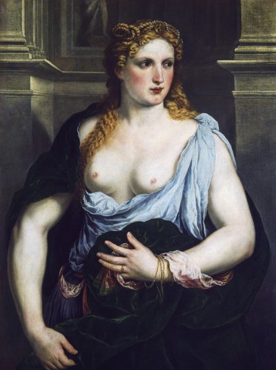 Woman with a green cloak by Paris Bordone