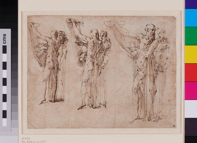 Three Studies of St Jerome and St Francis in Conversation by Parmigianino (1503-40)