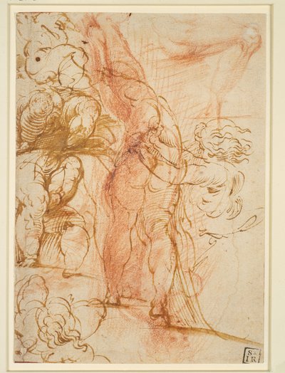 Several Studies of Putti Legs, Inward Running Male Nude, Leg Study and Standing Figure by Parmigianino