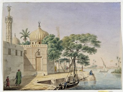 View of a Mosque by the Water by Pascal Xavier (after) Coste