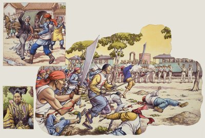 Chinese Boxers by Pat (1907-95) Nicolle