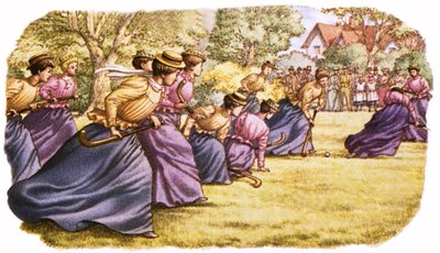 Hockey, as Played by Women in Long Skirts by Pat (1907-95) Nicolle