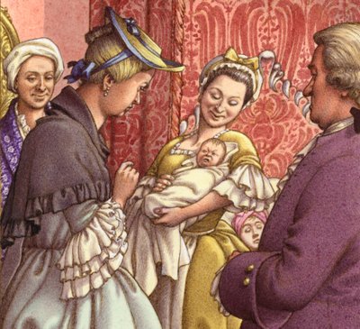 Queen Caroline Holds Her Granddaughter by Pat (1907-95) Nicolle