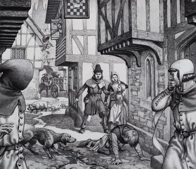 The Black Death by Pat (1907-95) Nicolle