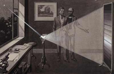 The Light from a Star Strikes a Prism, Splitting into a Rainbow of Colours by Pat (1907-95) Nicolle