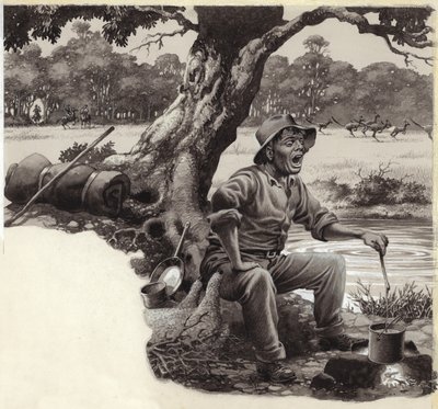 A Jolly Swagman by Pat (1907-95) Nicolle