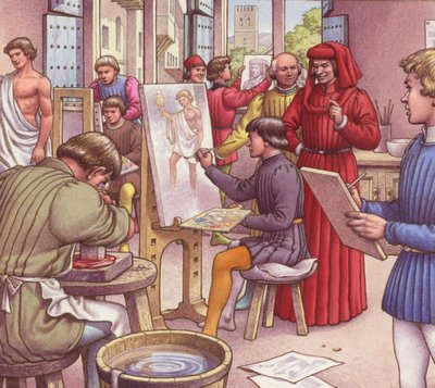 Lorenzo de Medici visits the school for artists by Pat (1907 95) Nicolle
