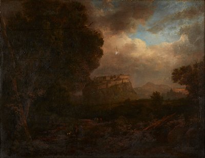 Distant View of Edinburgh, With Travellers in the Foreground by Patrick (attr.to) Nasmyth
