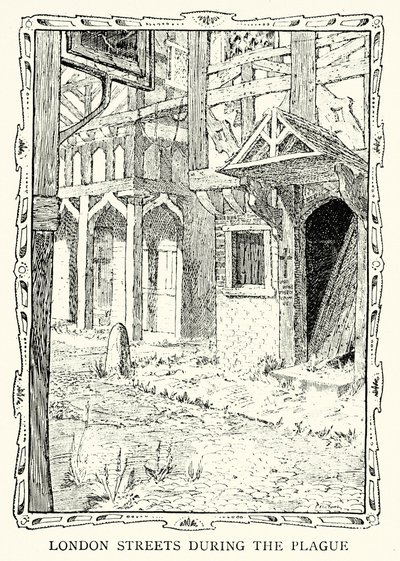 London streets during the Great Plague by Patten (after) Wilson