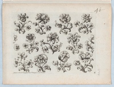 Series of Small Flower Motifs, Plate 6 by Paul Androuet Du Cerceau