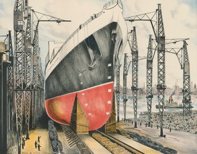 Launching a Liner at a Clyde Shipyard by Paul B. Mann