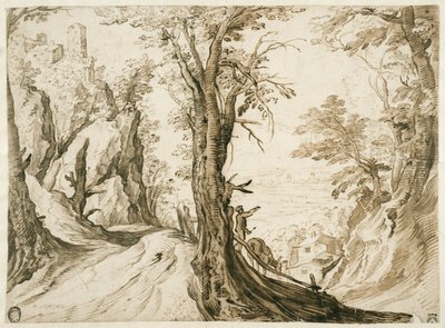Mountain Landscape with a Road Leading Down to a Valley by Paul Bril