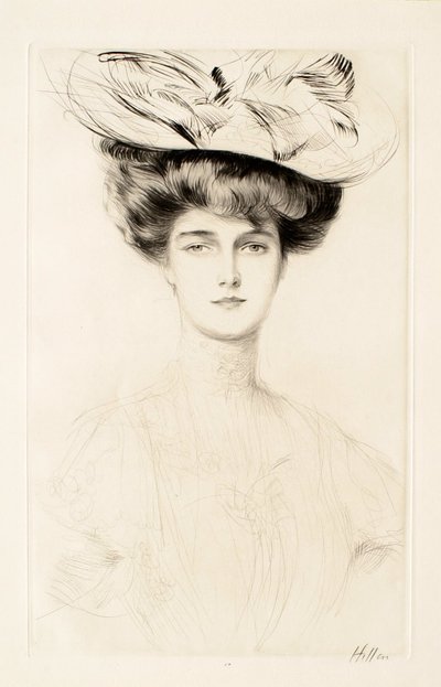 Young Woman with Hat by Paul Cesar Helleu