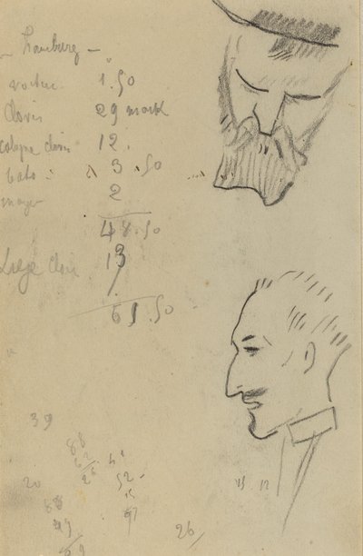A Bearded Man and a Man in Profile by Paul Gauguin
