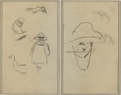 Two Breton Figures and Studies of Two Geese; Man Wearing Hat by Paul Gauguin