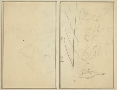 Woman with Cow, and Goose; Counterproof [verso] by Paul Gauguin
