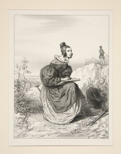 (My Wife Draws the Landscape) by Paul Gavarni