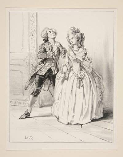 Elize (sic) (tenderly) Do you love me, marquis?... by Paul Gavarni