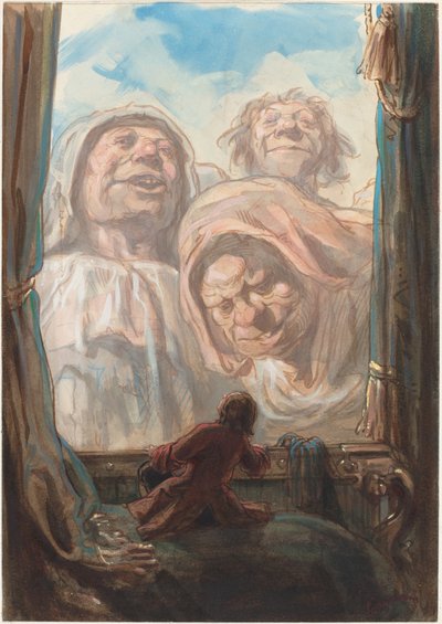 Gulliver Awed by Three Giant Beggars in the Land of Brobdingnag by Paul Gavarni