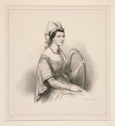 Italian Woman in 1300 by Paul Gavarni