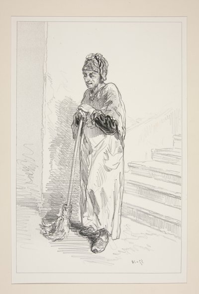 The Curtain. The Little Lady on the Second Floor Hides Something from Him. by Paul Gavarni