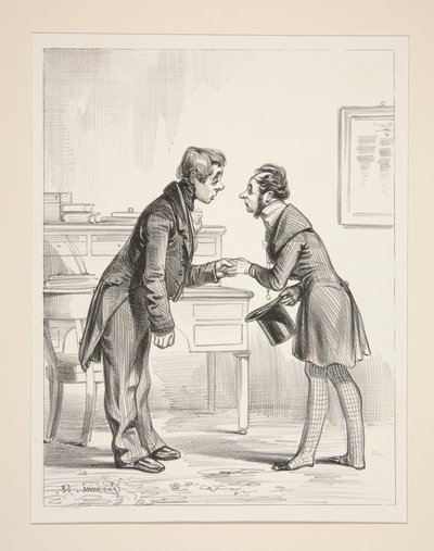The Day of Departure of a Garrison. My dear mayor, how are you?...and madam?... by Paul Gavarni