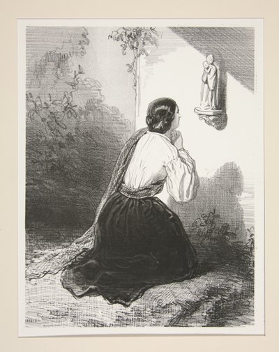 Laure in Prayer by Paul Gavarni