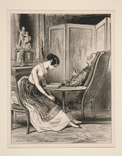Evening Reading by Paul Gavarni