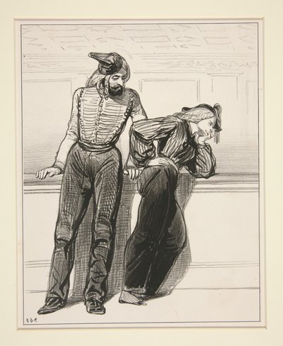 The Porters - No. 54 - Mounting a Horse... by Paul Gavarni