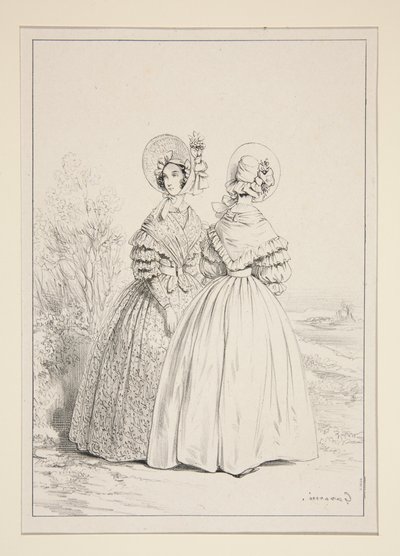 May 1837. Capotte with Drawstring and Bouquet of Violets; ... by Paul Gavarni