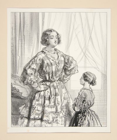 Mom, grandma says you must teach me everything she taught you when you were little... by Paul Gavarni