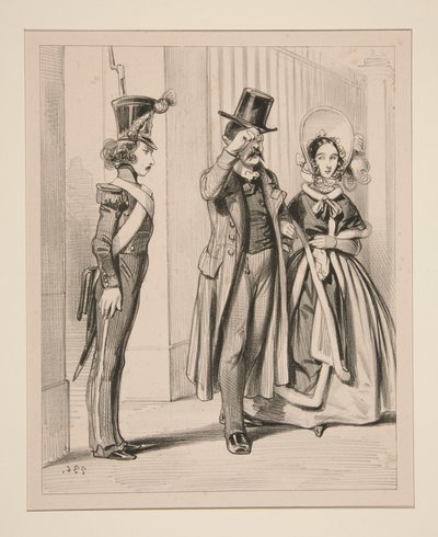 Mr. Alfred, on duty, pays respects to whom it is due. by Paul Gavarni