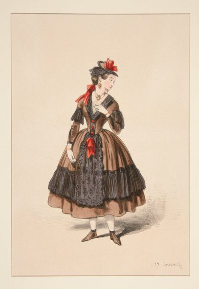 Portuguese. Silk Bodice and Skirt by Paul Gavarni