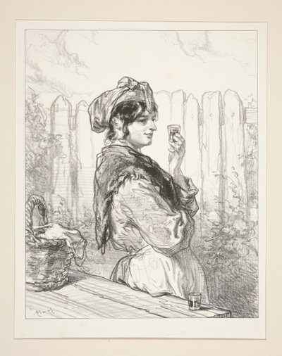 A Brunette with Brandy by Paul Gavarni