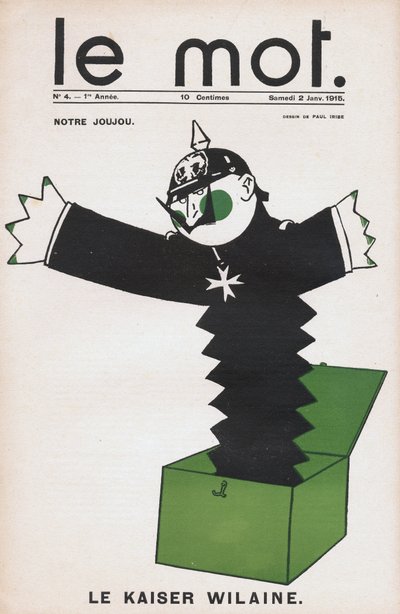 The Word Depicting Kaiser William II in a Devil Toy in a Box - Drawing by Paul Iribe by Paul Iribe