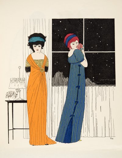Two Empire Line Dresses from Les Robes de Paul Poiret, pub. 1908 by Paul Iribe