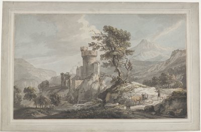 Mountainous Landscape with a Fortress by Paul Sandby