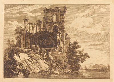 Ruins by a River with a Man in a Boat by Paul Sandby
