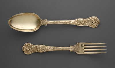 Dessert Fork with Hunt Scenes and Dessert Spoon with Hunt Scenes, c.1822 by Paul Storr
