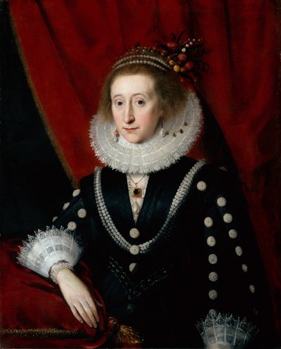 Portrait of a Lady thought to be Lucy Harington by Paul van (circle of) Somer