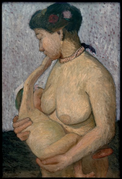 Mother with Child at the Breast, Half-Nude by Paula Modersohn Becker