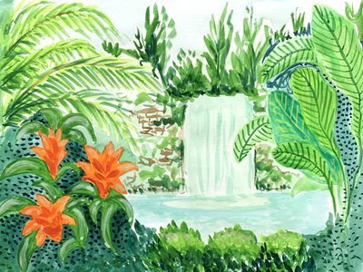 Tropical Waterfall Oasis by Pauline Wegman | Key and Sea Creative