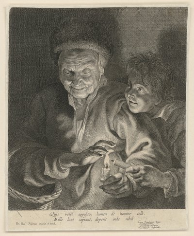 Old Woman and Boy with a Candle by Paulus Pontius